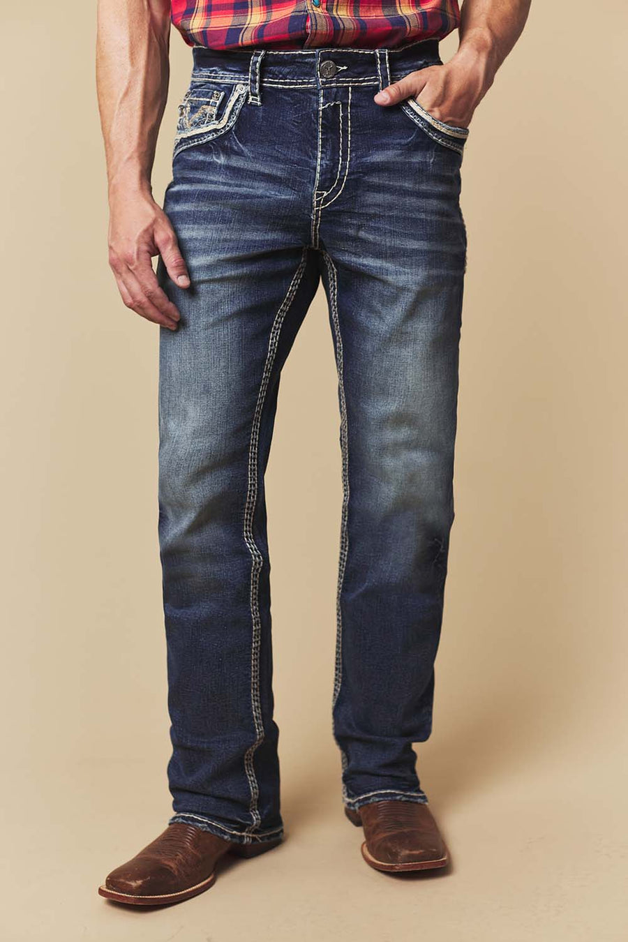 Men's Embroidered Straight Jeans