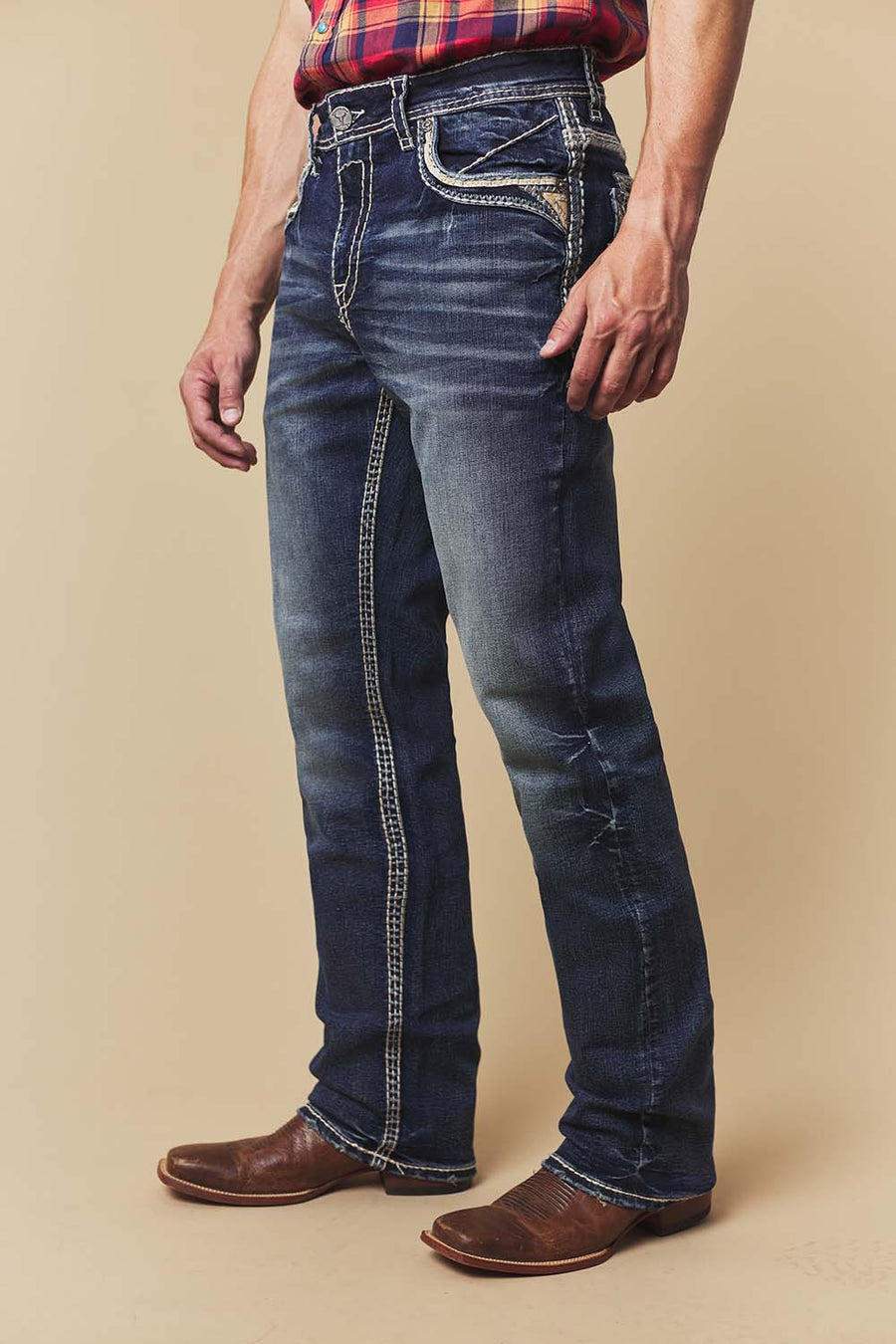 Men's Embroidered Straight Jeans