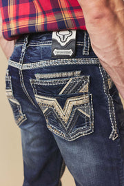 Men's Embroidered Straight Jeans
