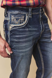 Men's Embroidered Straight Jeans