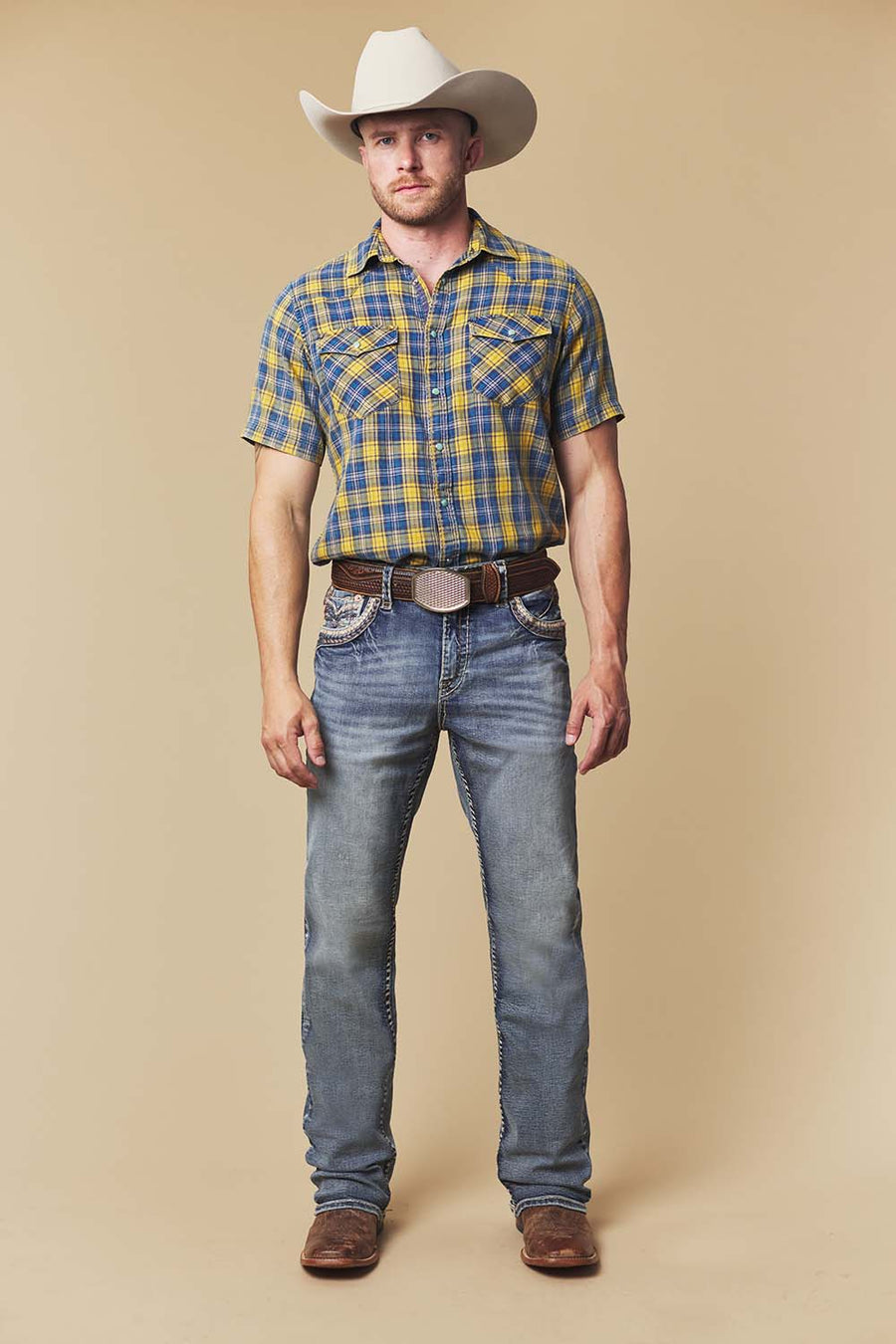 Men's Embroidered Straight Jeans
