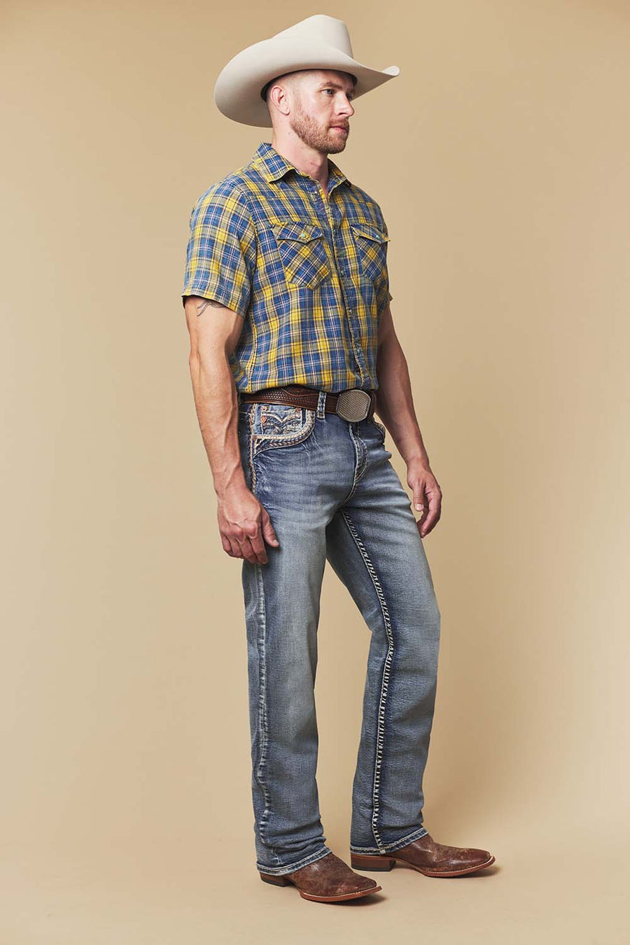 Men's Embroidered Straight Jeans