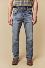 Men's Embroidered Straight Jeans