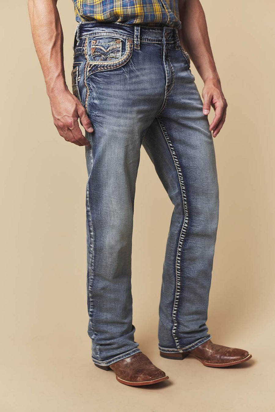 Men's Embroidered Straight Jeans