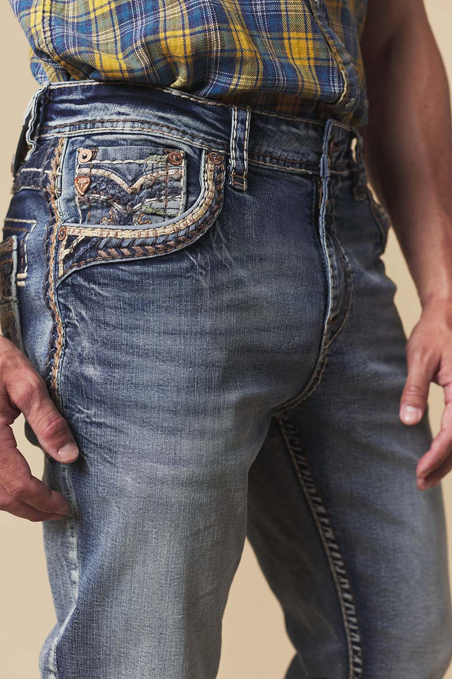 Men's Embroidered Straight Jeans