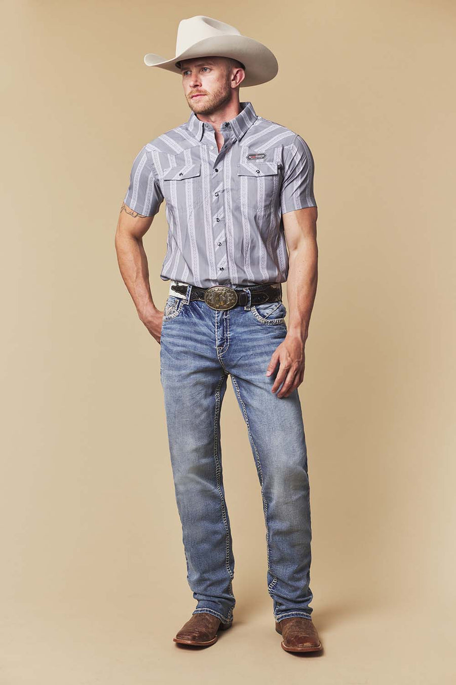 Men's Embroidered Straight Jeans