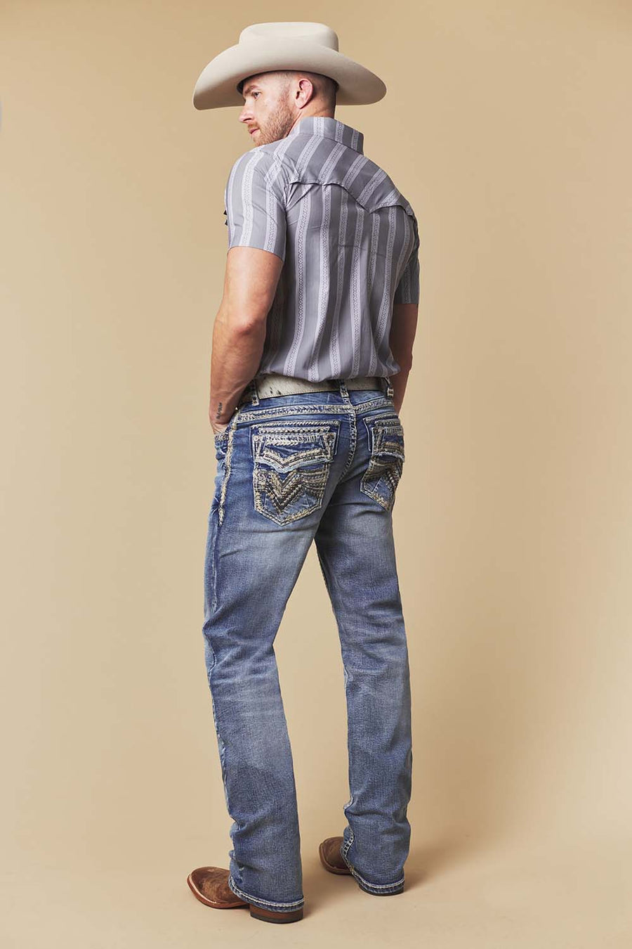 Men's Embroidered Straight Jeans
