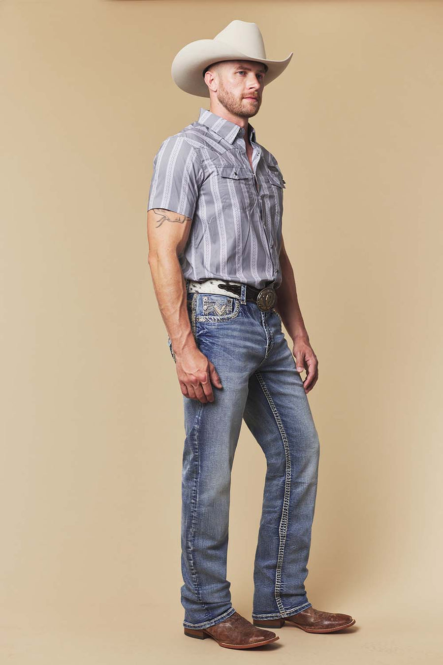 Men's Embroidered Straight Jeans