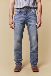Men's Embroidered Straight Jeans
