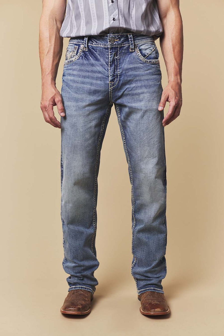 Men's Embroidered Straight Jeans