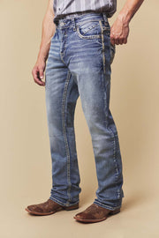 Men's Embroidered Straight Jeans