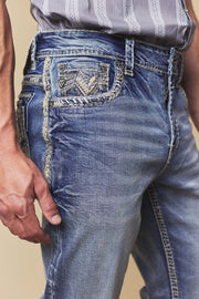 Men's Embroidered Straight Jeans