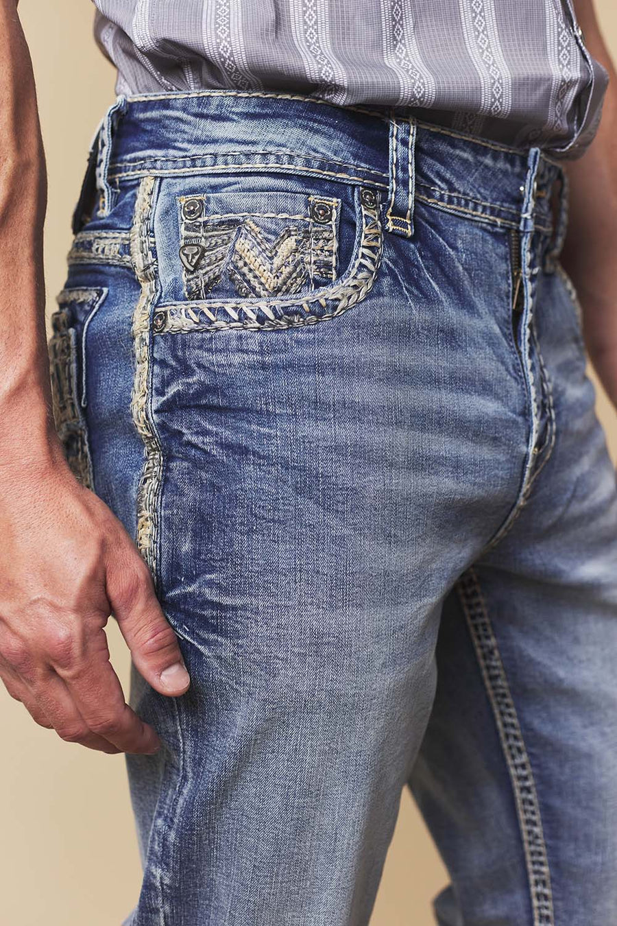 Men's Embroidered Straight Jeans