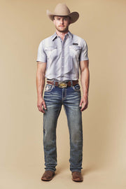 Men's Embroidered Straight Jeans
