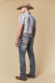 Men's Embroidered Straight Jeans