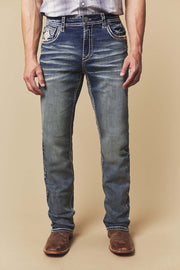Men's Embroidered Straight Jeans