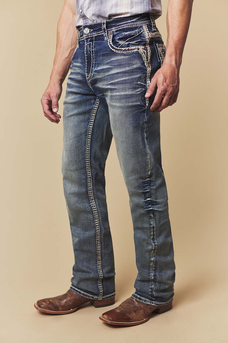 Men's Embroidered Straight Jeans