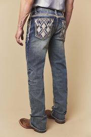 Men's Embroidered Straight Jeans