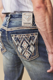 Men's Embroidered Straight Jeans
