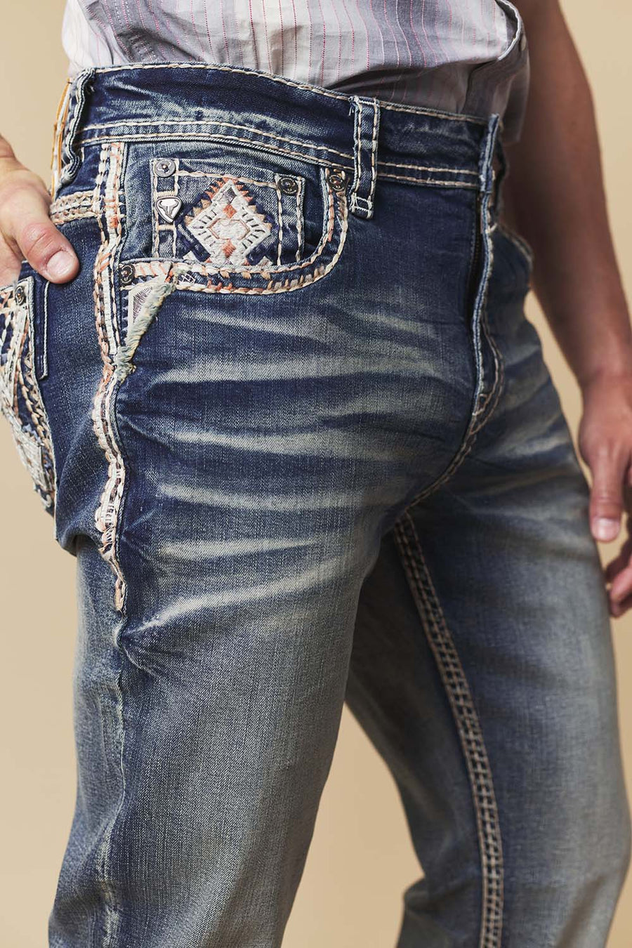 Men's Embroidered Straight Jeans
